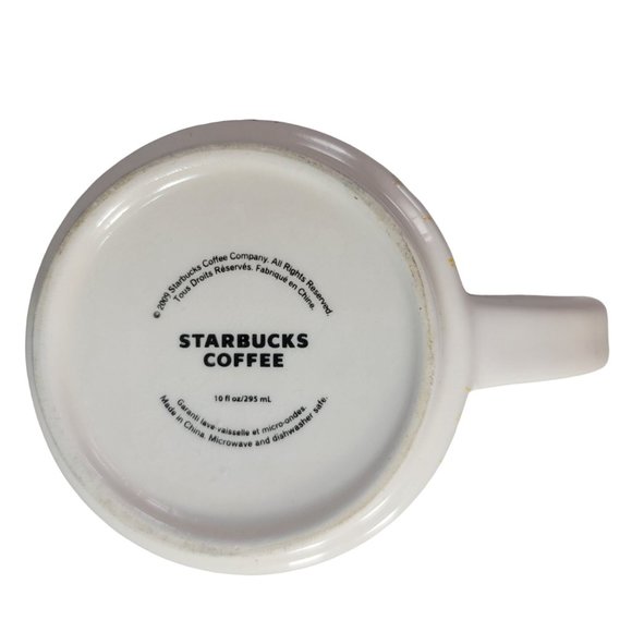 Starbucks Europe Map Stackable Mugs Set Of 2 Brown Cream 10fl oz Red Dots 2009 - Picture 11 of 13